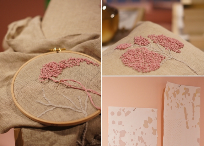 gestickte Blume rosa