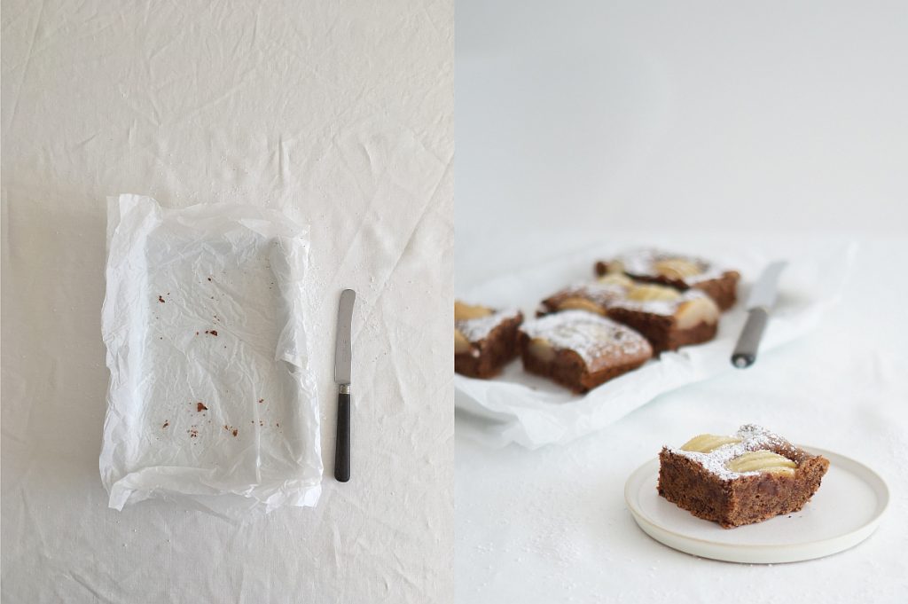 Rezept für Birnen-Schoko-Kuchen auf azurweiss | Fotos: Sabine Wittig